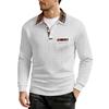 Men's Casual Color Checkered Patchwork Pocket, Lapel, Long Sleeved Sport