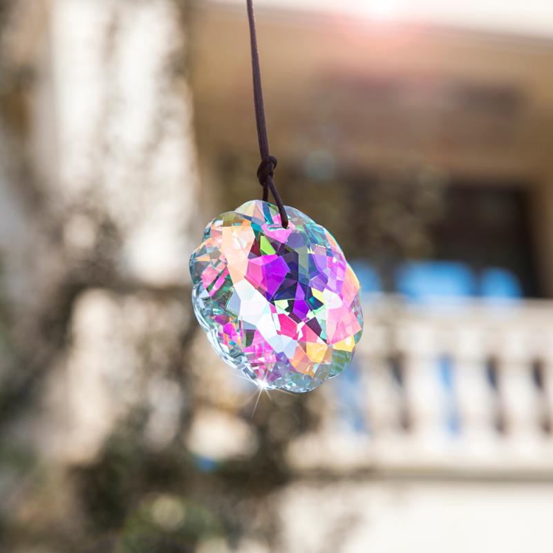 1 pièce avec corde en cristal coloré, boule prisme, pendentif attrape-soleil, décoration artisanale de jardin pour la maison, la Saint-Valentin, cadeau des mères