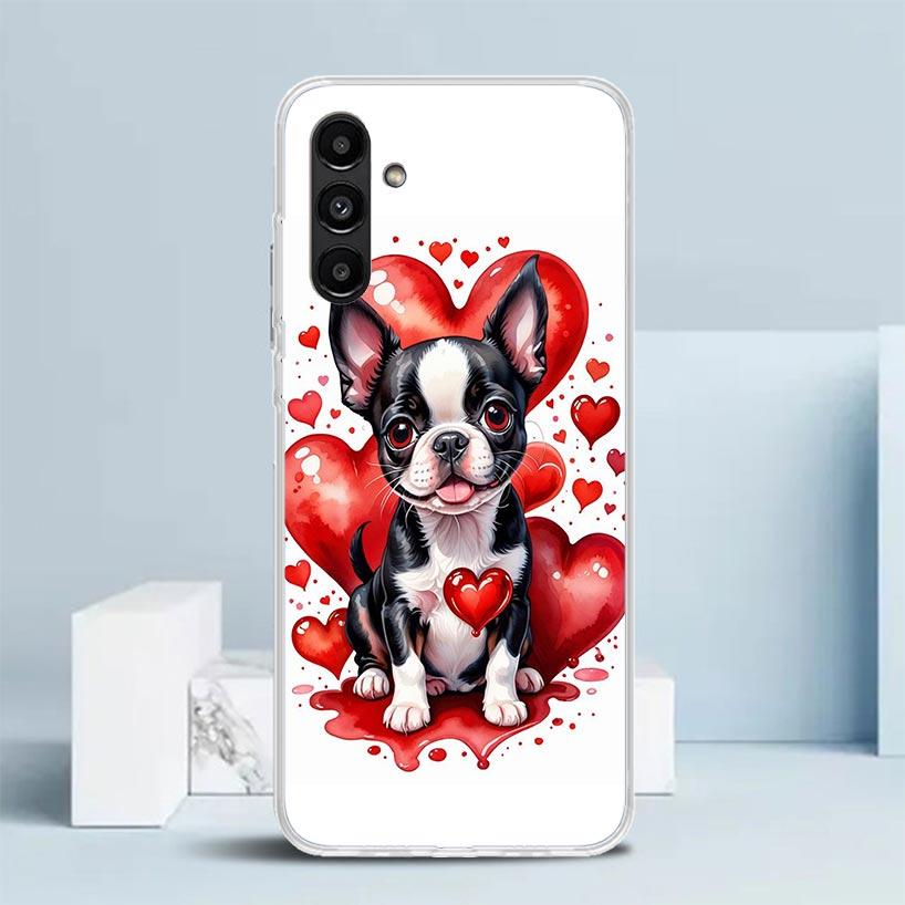 Lovely Puppy Heart Dogs Phone Case For Samsung Galaxy A17 A37 A57 A16 A15 A14 A13 A56 A55 A54 A53 A36 A35 A34 A33 A26 A25 A24 A2