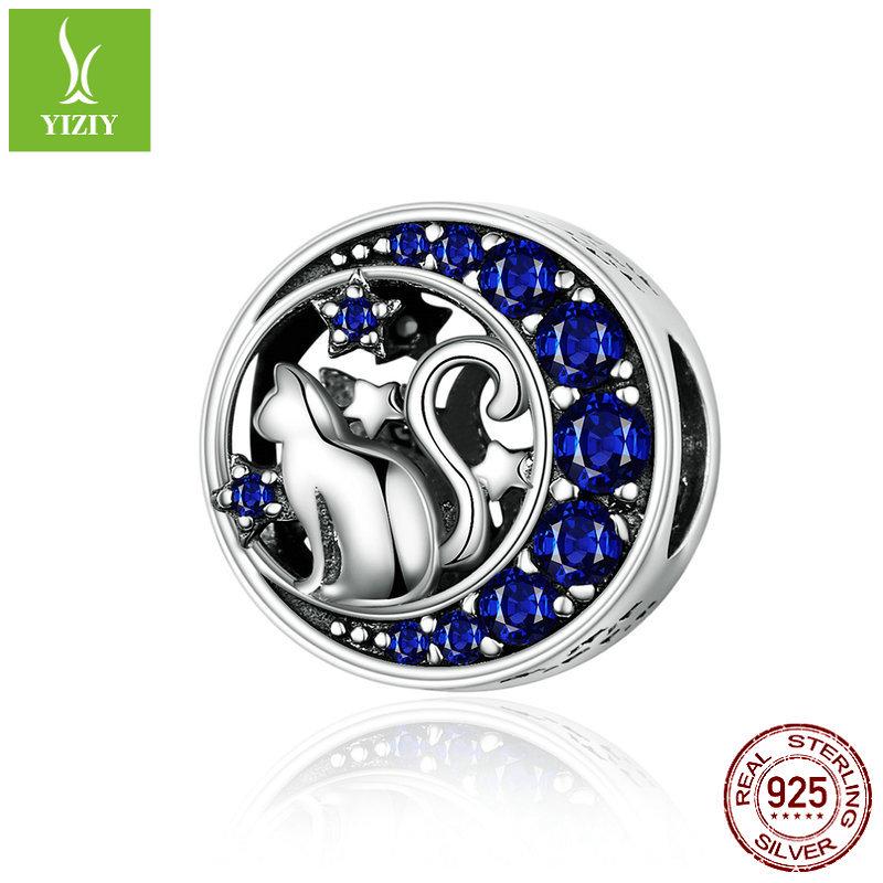 

Шарм 925 стерлинговое серебро россыпные бусины лунный кот модный едящий бисерный браслет аксессуары