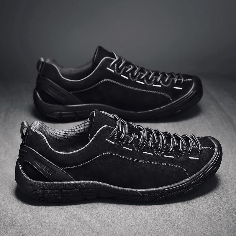 Fashion New Suede Leather Men Casual Shoes Male Comfortable Flat Shoes Trendy Sneakers For Men Lace Up Oxfords Soft Basic Outdoor Shoes
