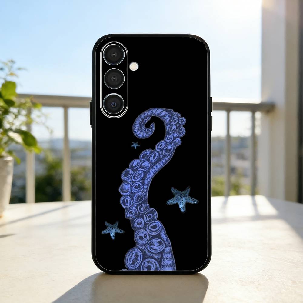 O-Octopus S-Sea Animals O-Ocean  Phone Case For Samsung  A73,72,71,53,52,51,22,91,80, Soft Black Cover