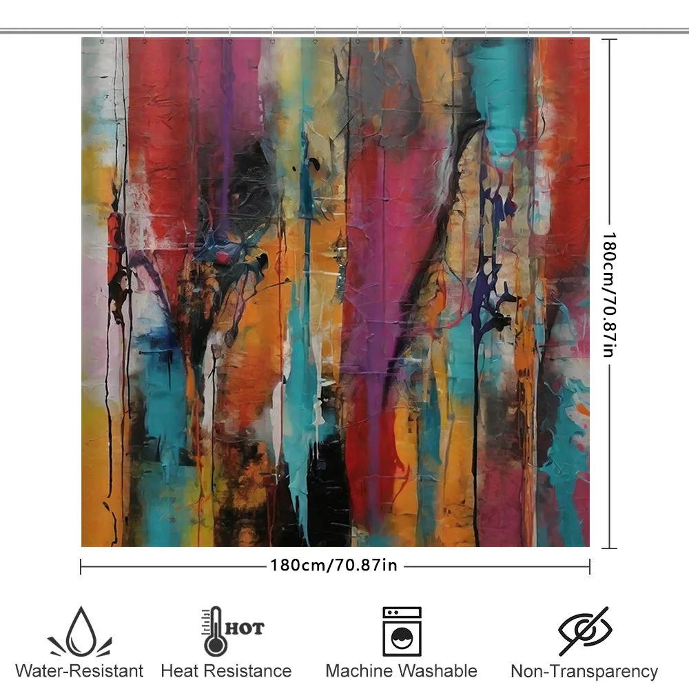 Modern Style Abstract Painting Shower Curtain 3D Waterproof Bathroom Decor Optional