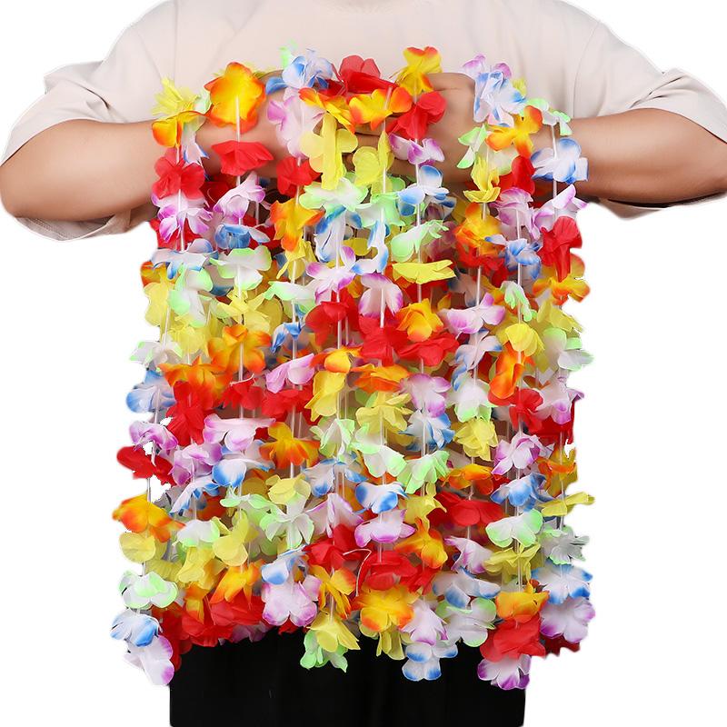 

10/20pcs Hawaiian Artificial Flower Wreath Necklace Summer Beach Birthday Party Decoration Luau Tropical Wedding Favors Garland 10Pcs