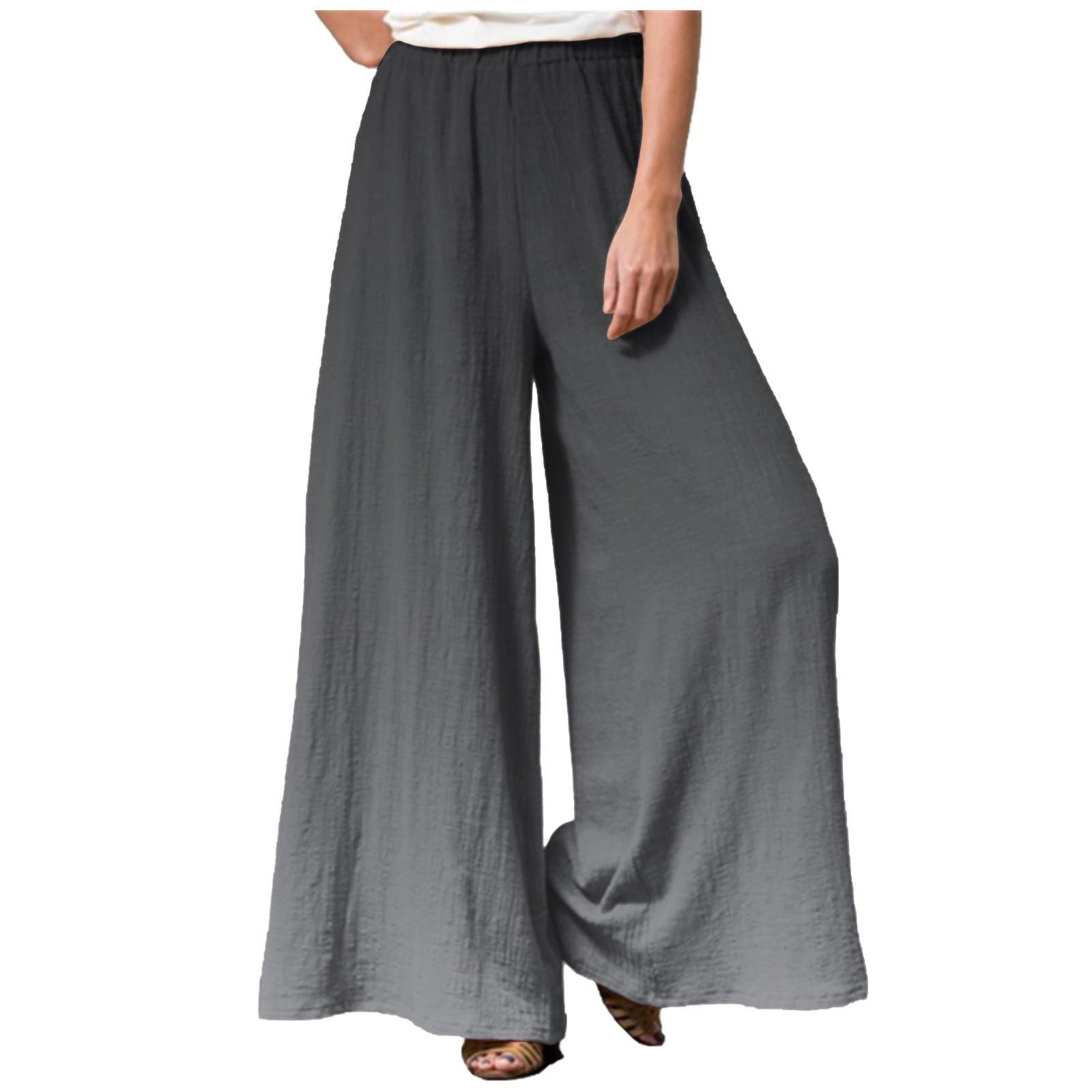 Women s Fashion Loose Casual Gradient Print Elastic Waist Pocketless Wide Leg Casual Pants XL
