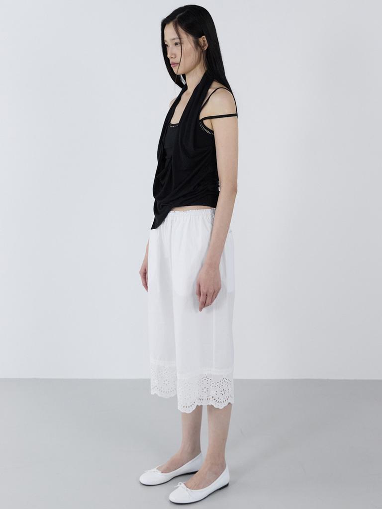 CERRIC Lace Bermuda Pants _ White