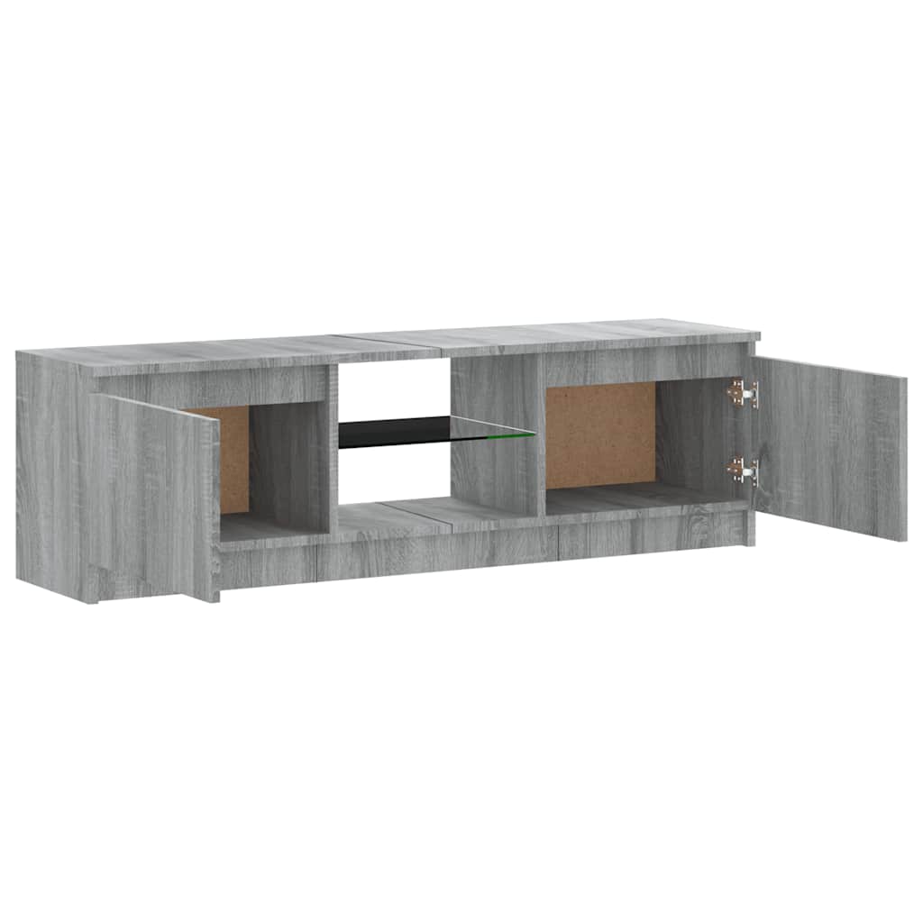 TV Stand with LED Lights Gray Sonoma 120 x 30 x 36 cm