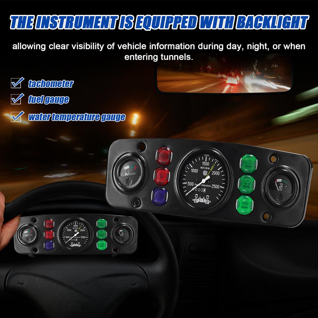 Multifunktionales Auto-Tachometer, Tankanzeige, Wassertemperaturanzeige, modifiziertes Kfz-Instrument