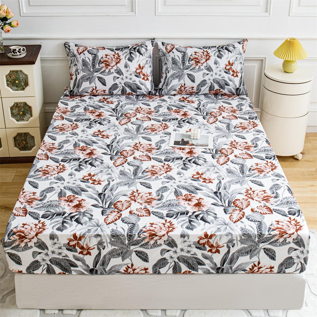 

Комплект простыней Queen King с глубоким карманом и цветочным принтом, 3 шт. Мягкие простыни из микрофибры Queen с глубоким карманом, устойчивые к выцветанию простыни и наволочки 140x200+25cm+2 pillowases