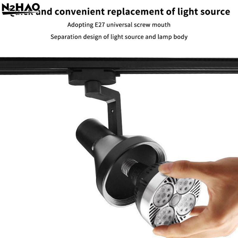 Adjustable PAR30 LED E27 Track Light Bracket Base 2/3Wires Rail Ceiling Lamps Holder Clothing Store Living Room Commercial Use