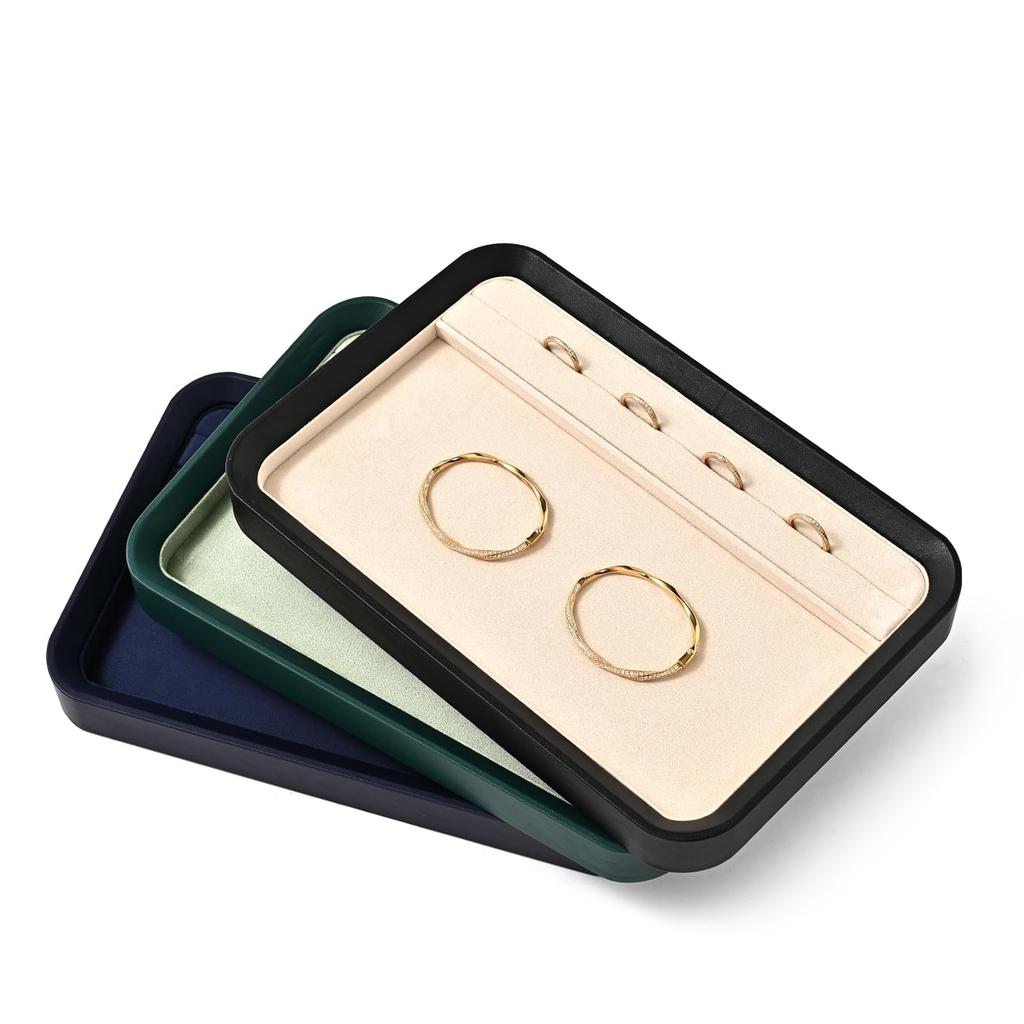 Oirlv Jewelry Tray with Ring PU for Commercial Home Qualified Invoice P21602 Grooves, Leather, Watches, Bangles, Necklaces, Storage, Display,