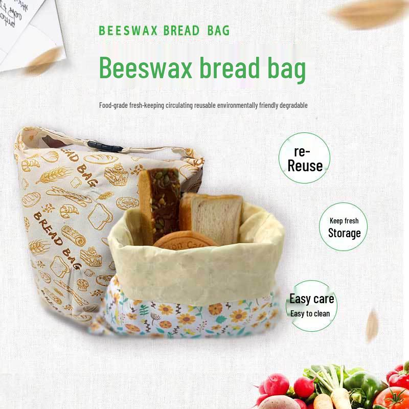 Beeswax Cotton Linen Reusable Bread Storage Bag - Food Grade Keep Fresh Solution
