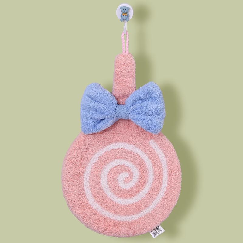 Soft Cute Cartoon Coral Fleece Hanging Hand Towel - Absorbent Kitchen Wiping Cloth