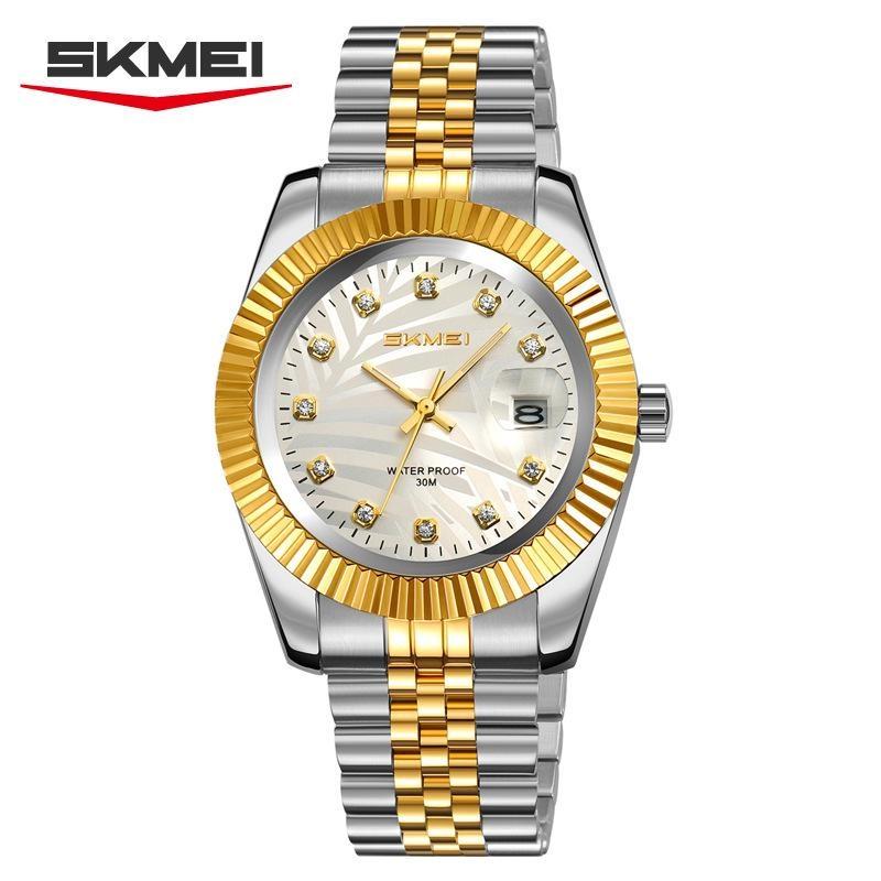 Analog Quartz Watch for Men Stainless Steel Band 30M Waterproof Luminous Date Window Diamond Hour Markers Fashion Men's Watches