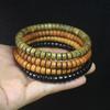 Natural Wood Flat Bead Bracelet, Hand Polished Ethnic Wristband, Unisex Spiritual Jewelry
