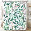 Colorful Leaves Shower Curtain Modern Bathroom Decor for Home Decoration Green Pink White Water-resistant Fabric Easy Installati
