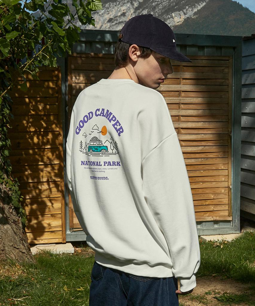 Peullukeu Good Camper Slogan Sweatshirt White Fmt3050-Z