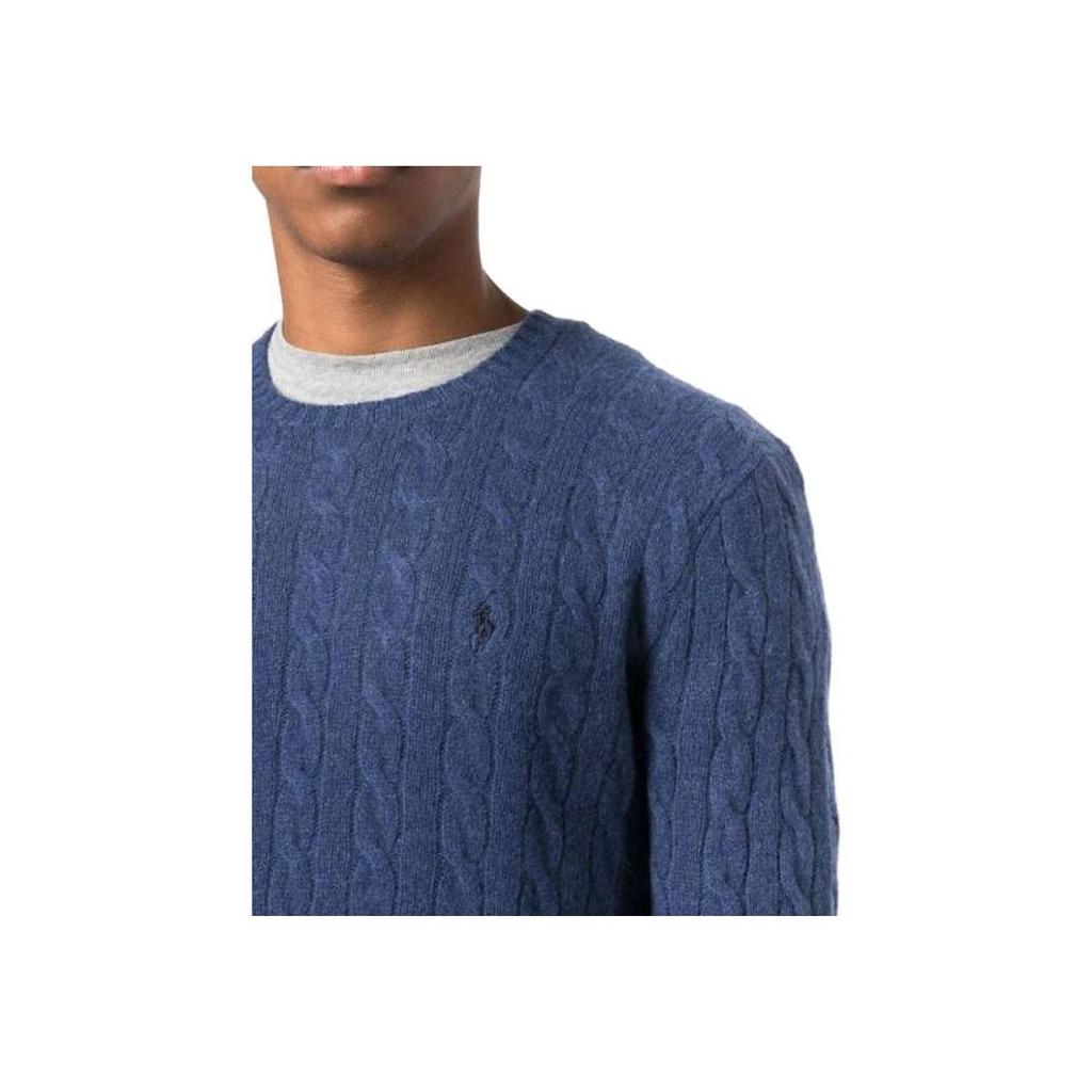 Polo Ralph Lauren FW23 Solid Logo Embroidered Cable Knit Sweater Men sweater Navy-Blue 710876762-017