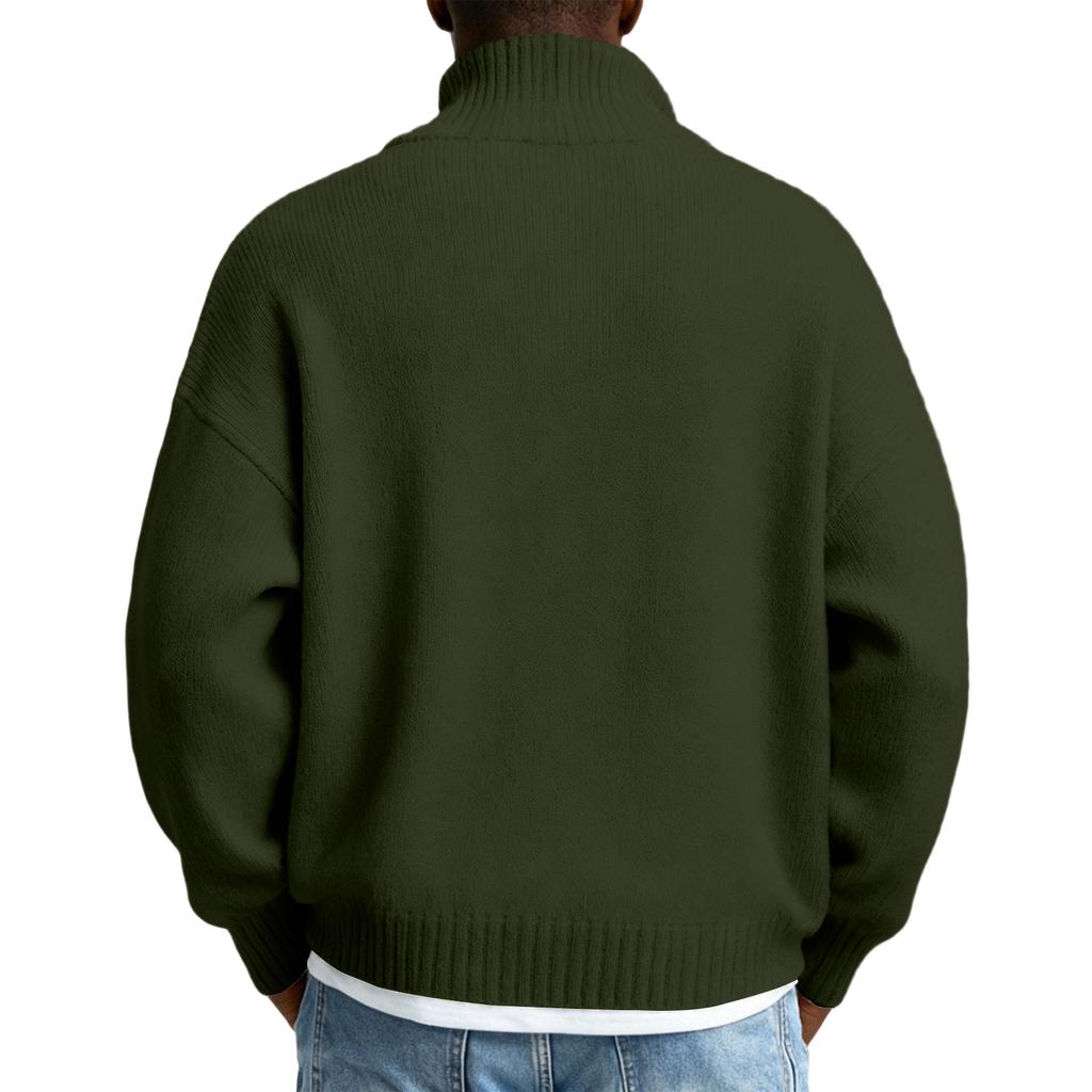 Men's Big Size Knitting Zipper Keep Warm Base Layer Shirt Sweater
