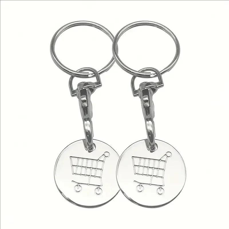 Practical Metal Portable Supermarket Universal Tokens Shopping Trolley Remover Keyring Token Chip with Carabiner Hook
