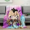1pc Kawaii Anime Girl with Cats Flannel Throw Blanket, 2D Pastel Star Print, All Season Warm Blanket for Kids Bedroom, Living Ro