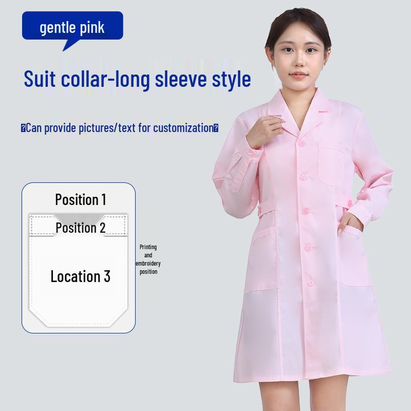 Unisex Saint Snowland Peter Pan Collar Doctor's White Coat - Long Sleeve for Dental & Hospital Professionals