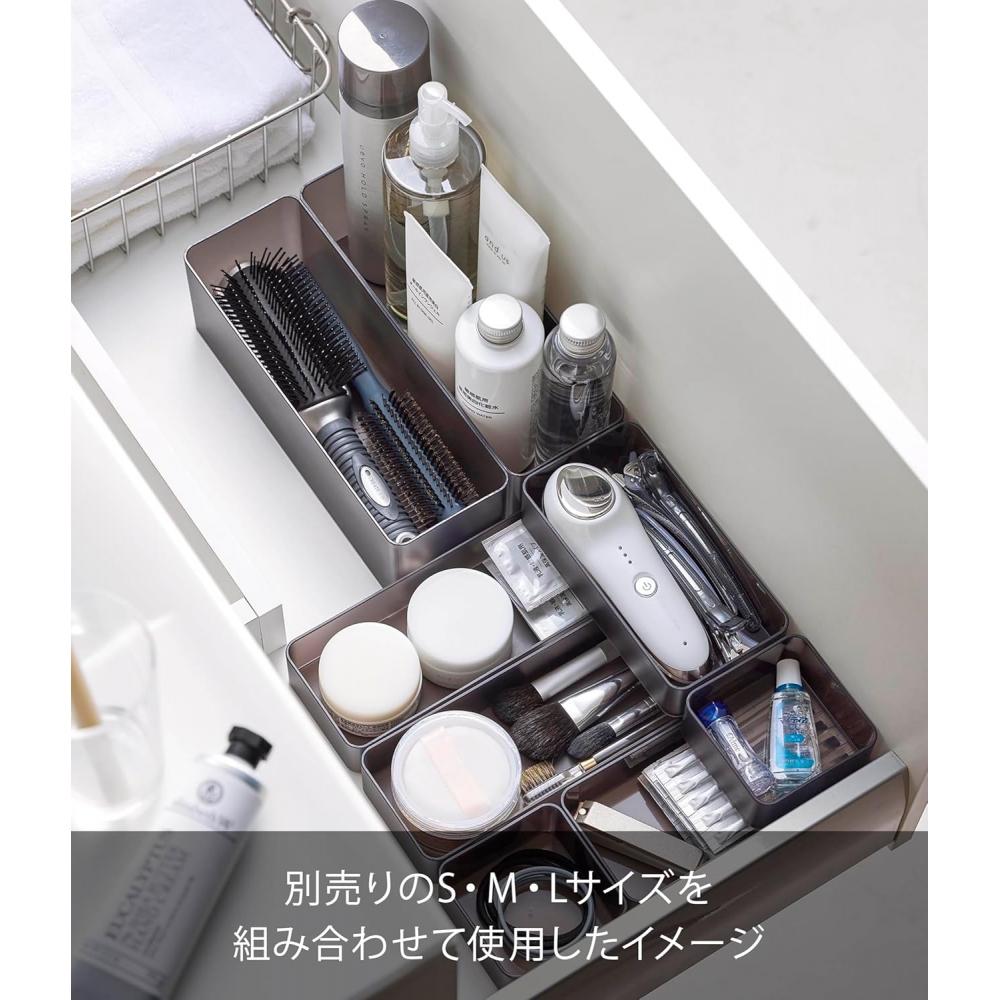 Yamazaki Tiefziehschubladen-Organizer-Etui Set aus 2 Stück Schwarz Ca.. B8 T24 H7,2cm Turm