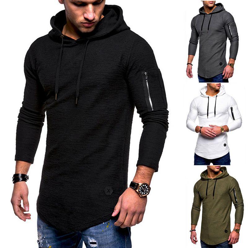 Slim Gym Mens Fit Hoodie Long Sleeve Muscle Tee Tshirt Tops Sweatshirt Blouse