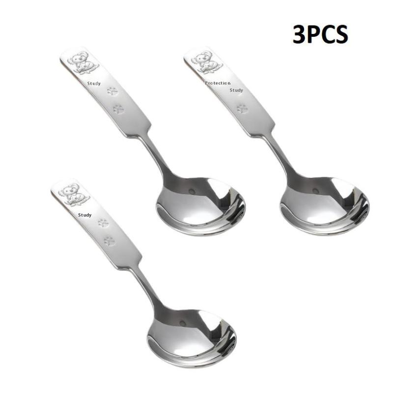 1/3PCS Cartoon Stainless Steel Spoon Koala Pattern Children's Rice Spoon Soup Spoon Ice Cream Spoon Tea Spoon Dessert Spoon