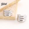 Delicate Design Earrings Plated Hoop for Women Triple Illusion Stud