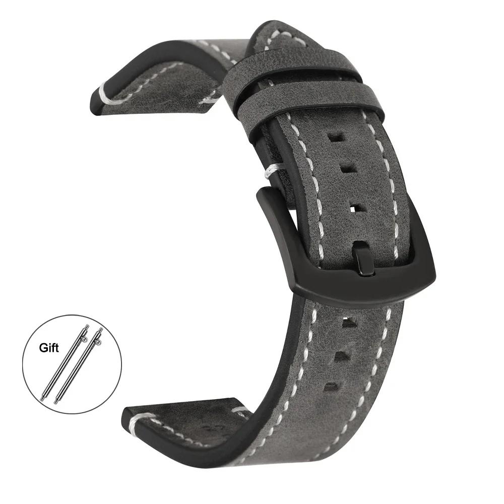 Retro Calf Leather Strap 18mm 20mm 22mm 24mm Wrist Belt Universal Replacement Watchband Quick Release Soft Bracelet Accessories