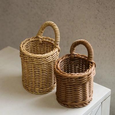 Woven Storage Basket Small Portable Flower Plant Pot Home Decor Multifunctional Wall Hanging Basket Living Room