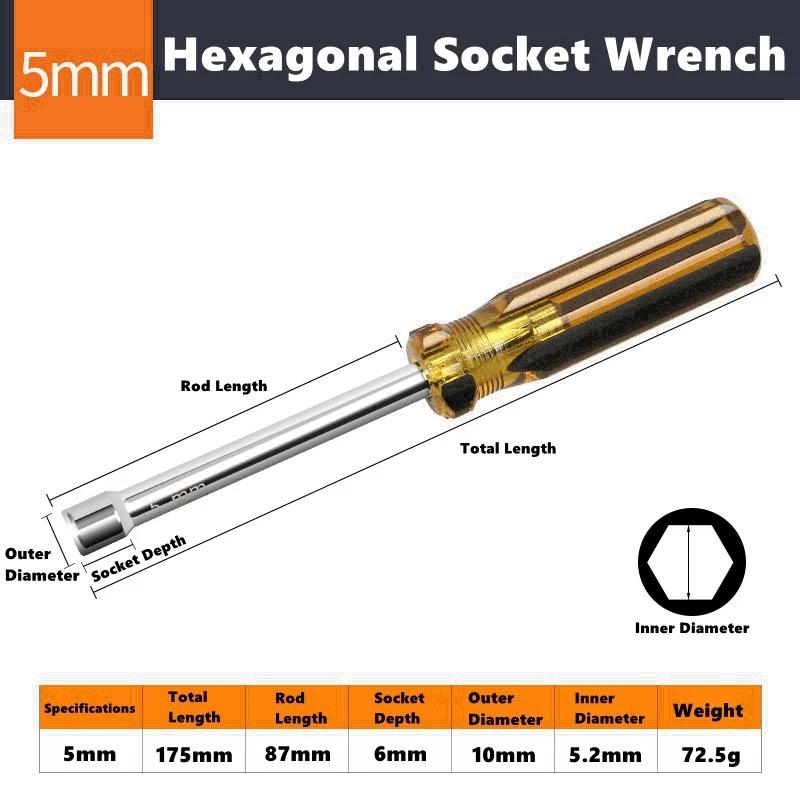 

Hex Socket Head Screwdriver Wrench 5-10mm CRV Shaft Nut Repair Tool for Motorcycle M3 M4 Hand Tools