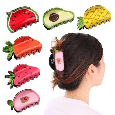 Große Ananas Karotte Acryl Chic Barrettes Obst Form Haar Krallen Shark Clip +