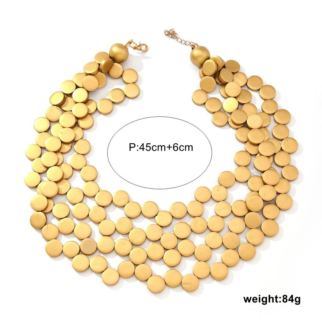 Collana multistrato bohémien geometrica con perline di legno per donna, stile spiaggia e vacanza