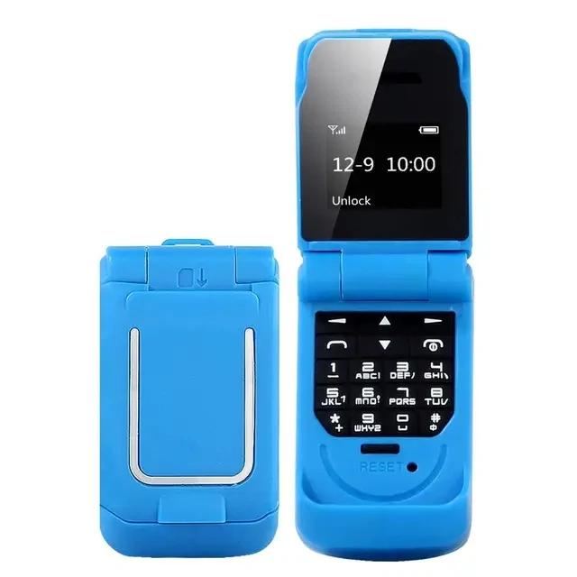 0,66" Mini Flip Mobiltelefon Minste klapptelefon FM Trådløs Bluetooth 3.0 Oppringer Handsfree Øretelefon Enkelt SIM-kort telefon