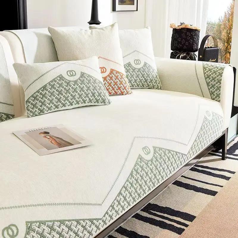 Verdickter Pastoralstoff Sofabezug Rutschfester Überwurf Druck Sitz Sofa Handtuch Staubschutz Handtuch Sofas für Wohnzimmer
