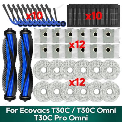 Kompatibel für Ecovacs T30C / T30C Omni Zubehör Hauptbürste Hepa-Filter Mopptuch Staubbeutel, Nicht für T30C Pro Omni