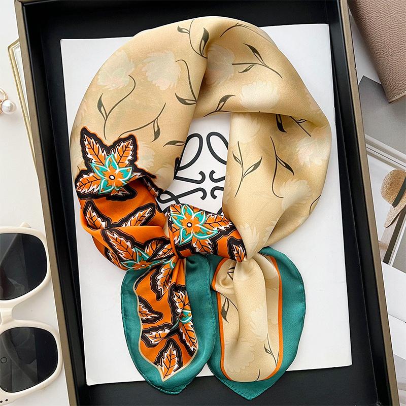 

New Fashion Luxury Silk Scarf Bandana Women Hair Bands Square Scarves Neck Tie Bag Scarfs Satin Lady Wrap Headband 70X70CM