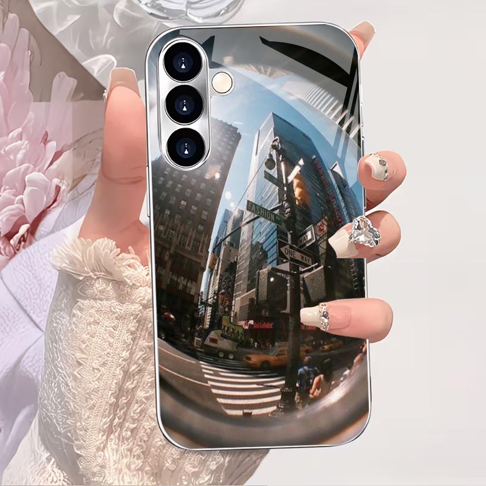 

Городской Зеркальный Чехол для Телефона Простота Высококачественное Гальваническое Стекло Чехол для Телефона для Samsung Galaxy S26 S25 S24 S23 S22 FE, Ultra, Plus GalaxyS25