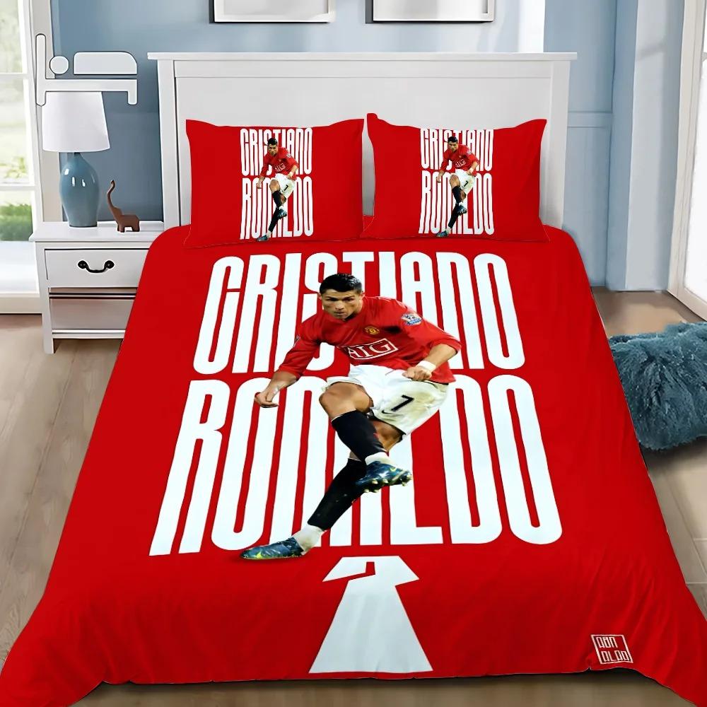 3D NOVÉ Povlečení na přikrývku Povlak na polštář Ložní souprava Fotbal CR7 R-Ronaldos Dospělý Chlapec Dívka Dekorace ložnice Děti Jednolůžko Dvojlůžko Velké