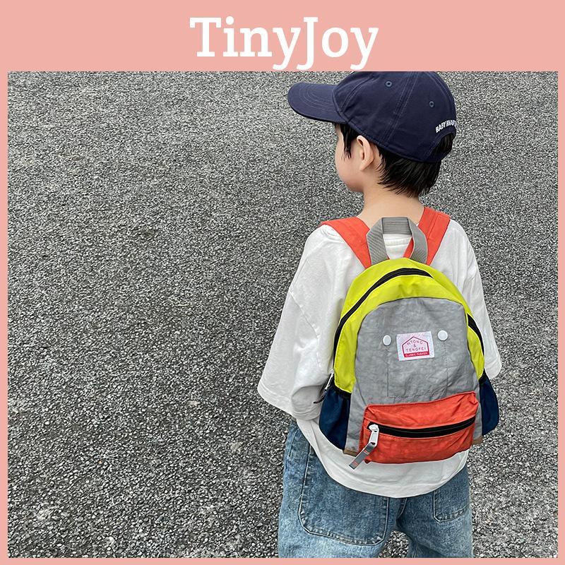 Blocked Color Canvas Backpack With Nylon Simple For Children Backpack Spine