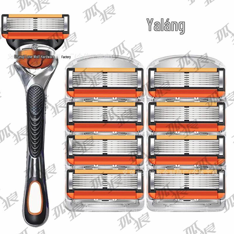 Men's 6-Layer Old-Fashioned Manual Razor Blade for Shaving Beard & Mustache