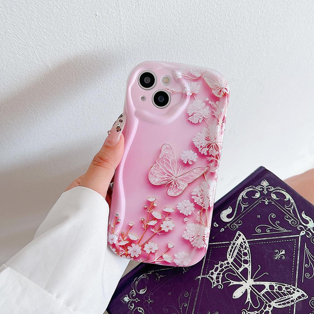 Silicone Case for Xiaomi Redmi Note 14 13 Samsung A56 A26 A36 Oppo A3 A5 Pro Tecno Spark 30C Funda Cartoon Butterfly Flowers Cover Soft TPU Bumper
