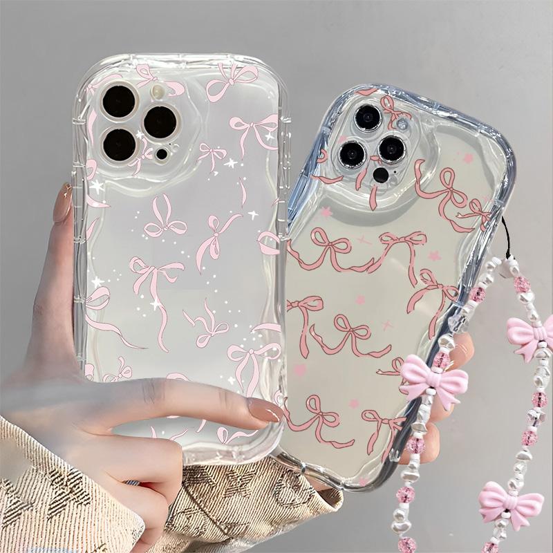 Korea Cute Star Bow Pattern Chain Case For Xiaomi Redmi 15 15C 14C 13C 12C 13 12 A5 Note 12 13 14 Pro Plus 5G 11S 10 11 Pro 4G