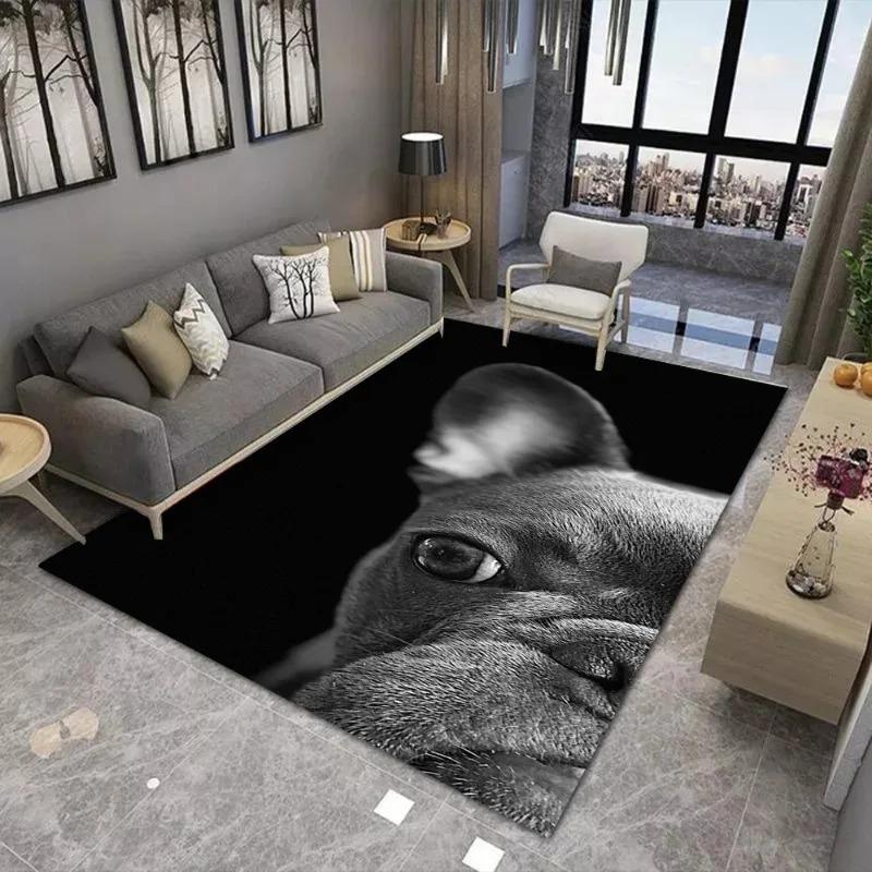 Χαλί με Εκτύπωση Γαλλικού Μπουλντόγκ για Διακόσμηση Σαλονιού Χαλί Καναπέ Χαλί Τραπεζιού Καφέ Πατάκι Δαπέδου Υπνοδωμάτιο Αντιολισθητικό Μαλακό Χαλί Μοντέρνο
