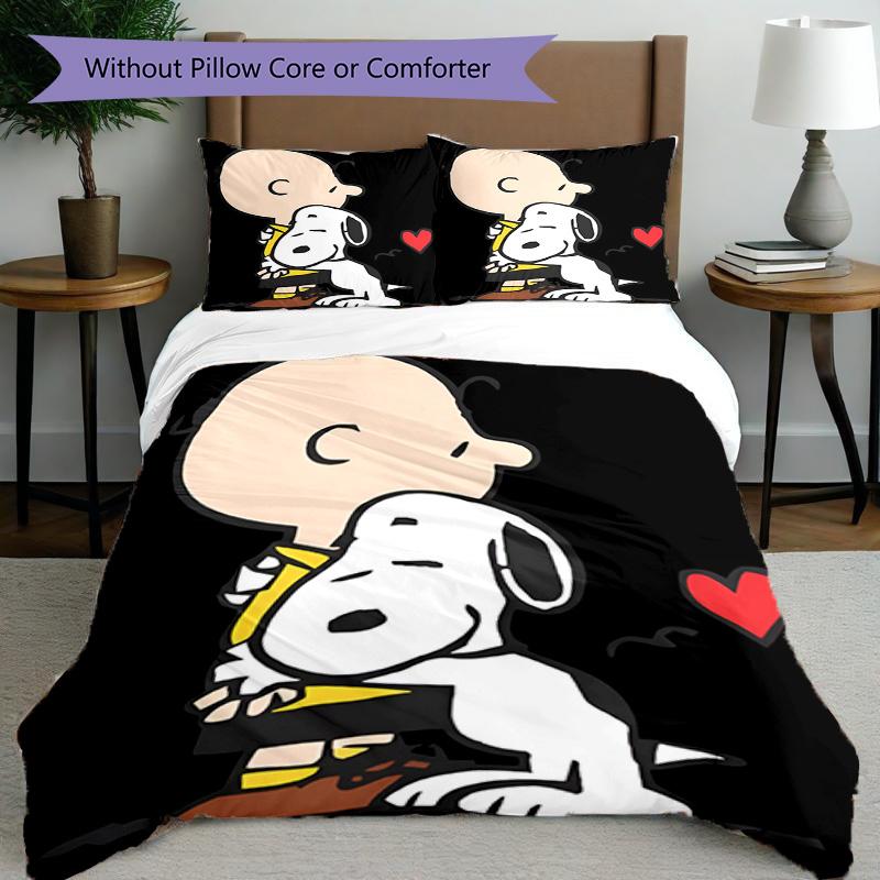 3pcs Duvet Cover Set (1*Duvet Cover + 2*Pillowcase, Without Core), Snoopy Print Bedding Set, Bedroom Decor, All‑Season, Birthday Gift