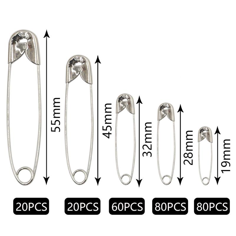 260Pcs Silver Safety Pins Set Multi Sizes Sharp Diy Sewing Kit For Clothing Repair Craft Projects Emergency Fix Accessories