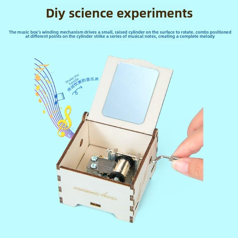 Wooden Assembly Hand Cranked Music Box Children Puzzle Toy Set For Learning And Play