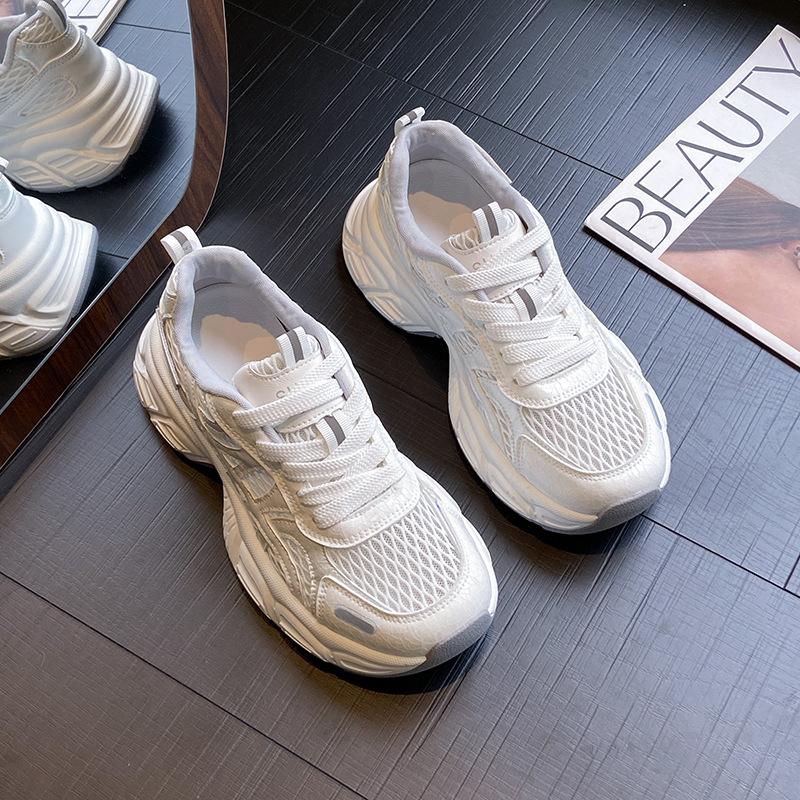 Platform Shoes Summer Retro New Color Matching Mesh Breathable Soft Sole Girls Casual Running Sneakers